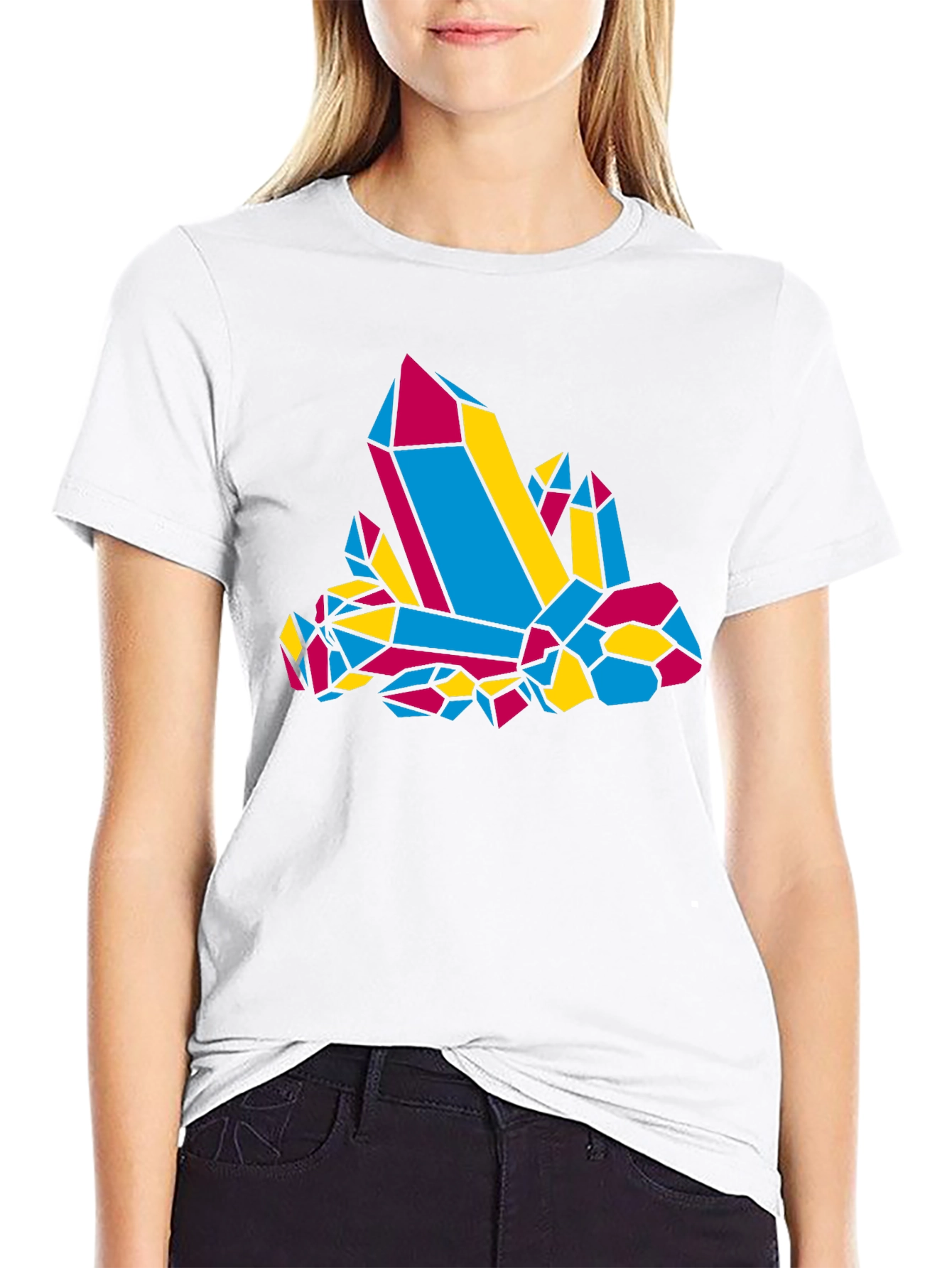 Geometric Crystal Graphic Tee - Black