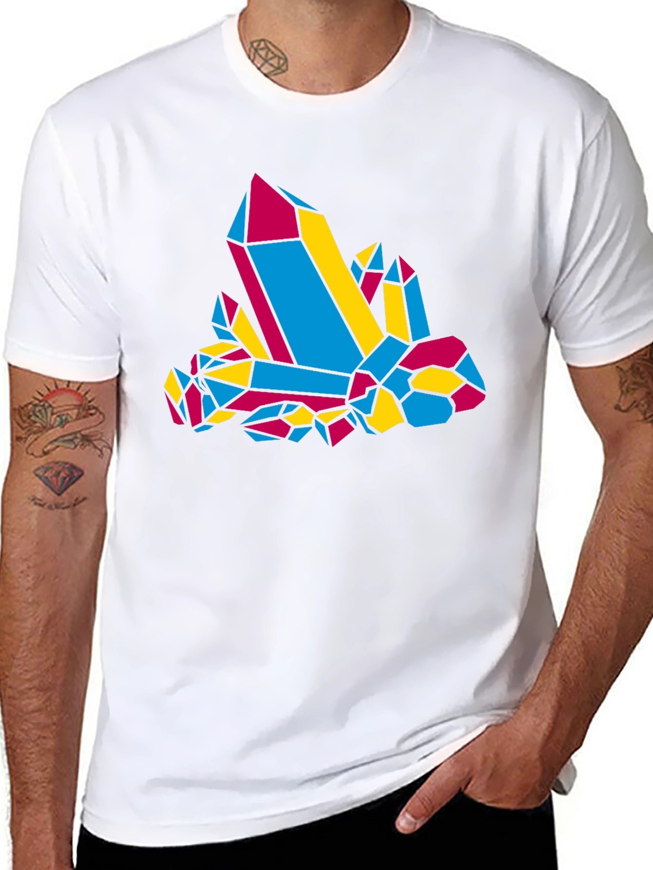 Geometric Crystal Graphic Tee - Black