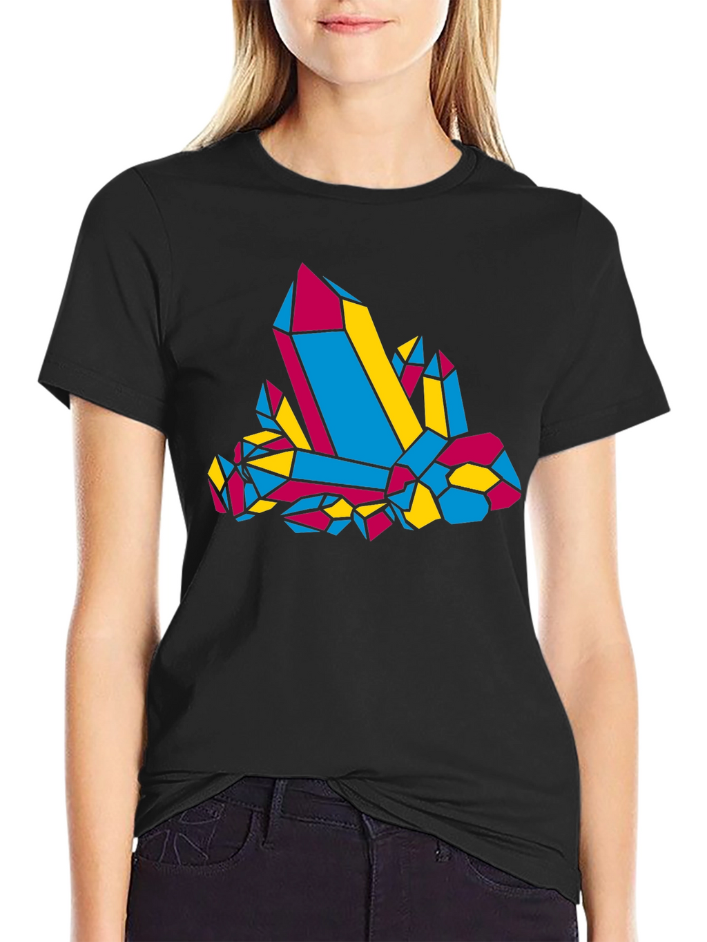 Geometric Crystal Graphic Tee - Black