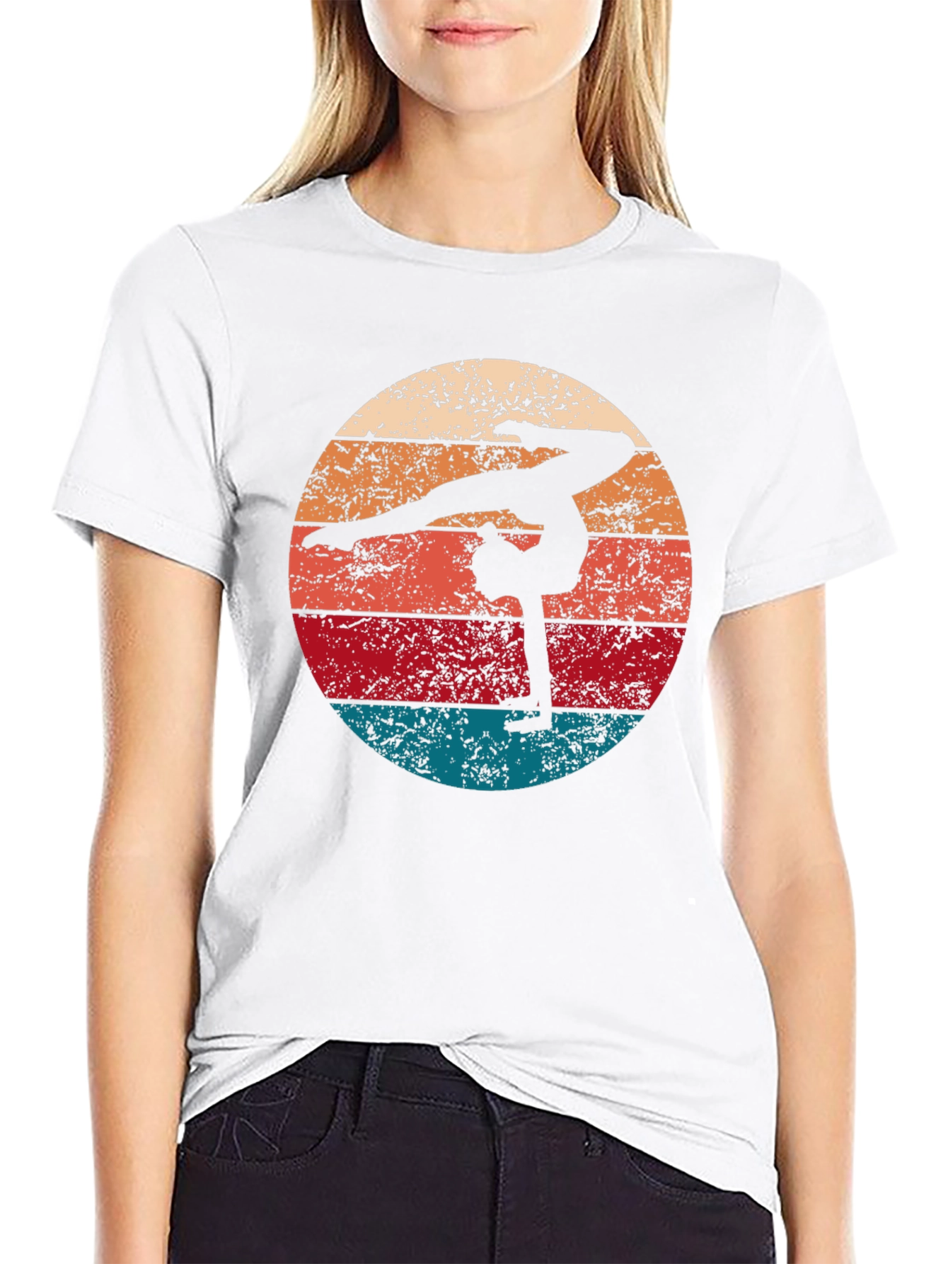Retro Gymnast Silhouette Graphic T-Shirt