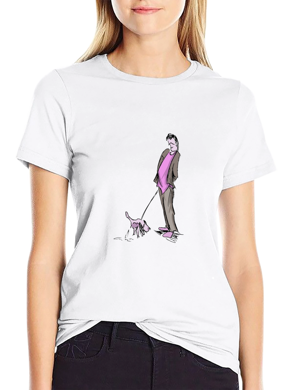 Stylish Black Tee with Cartoon Graphic