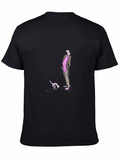 Stylish Black Tee with Cartoon Graphic