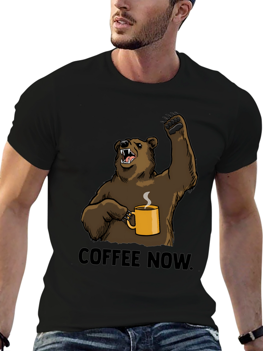 Coffee Now Bear Graphic T-Shirt