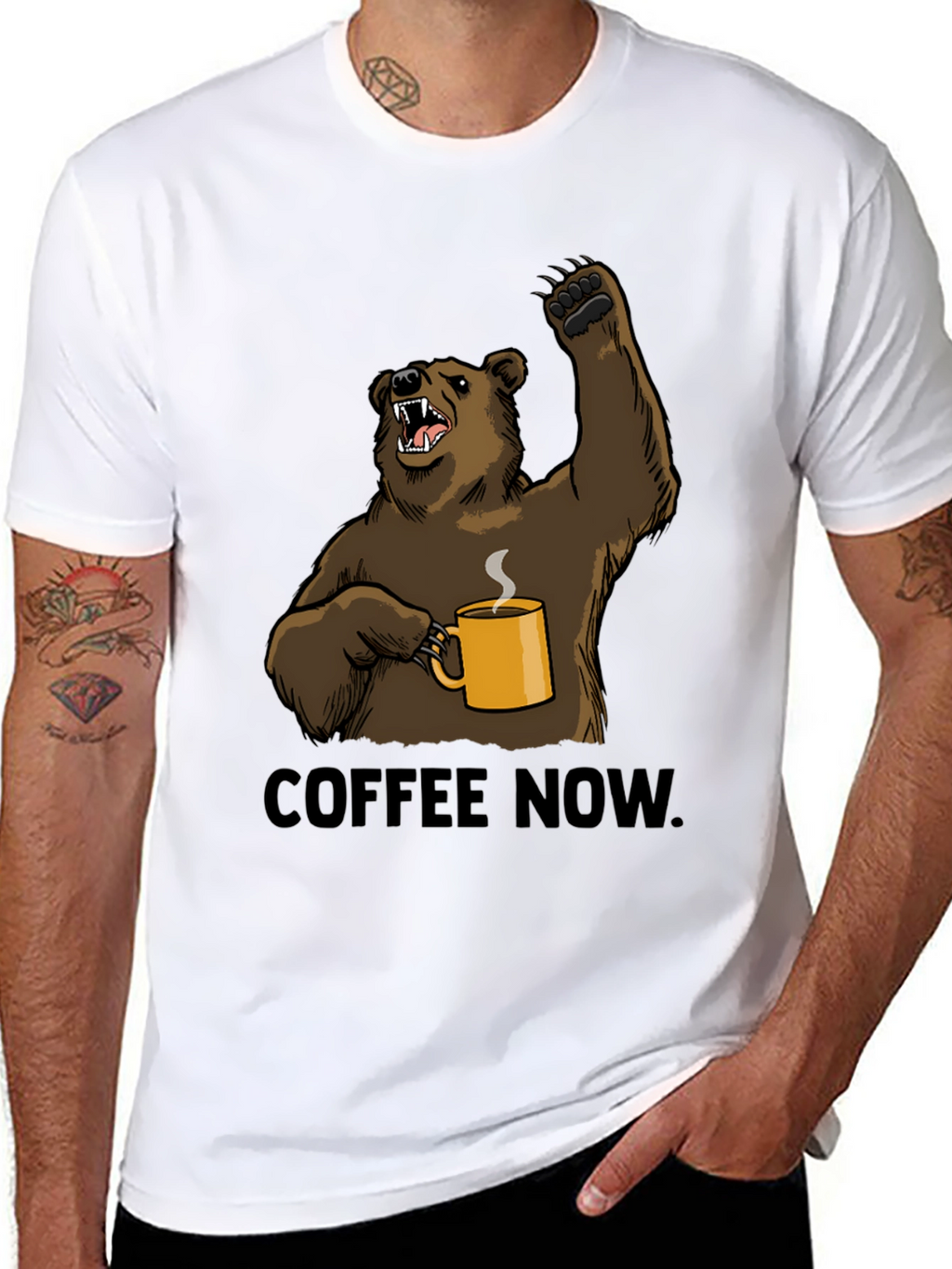 Coffee Now Bear Graphic T-Shirt