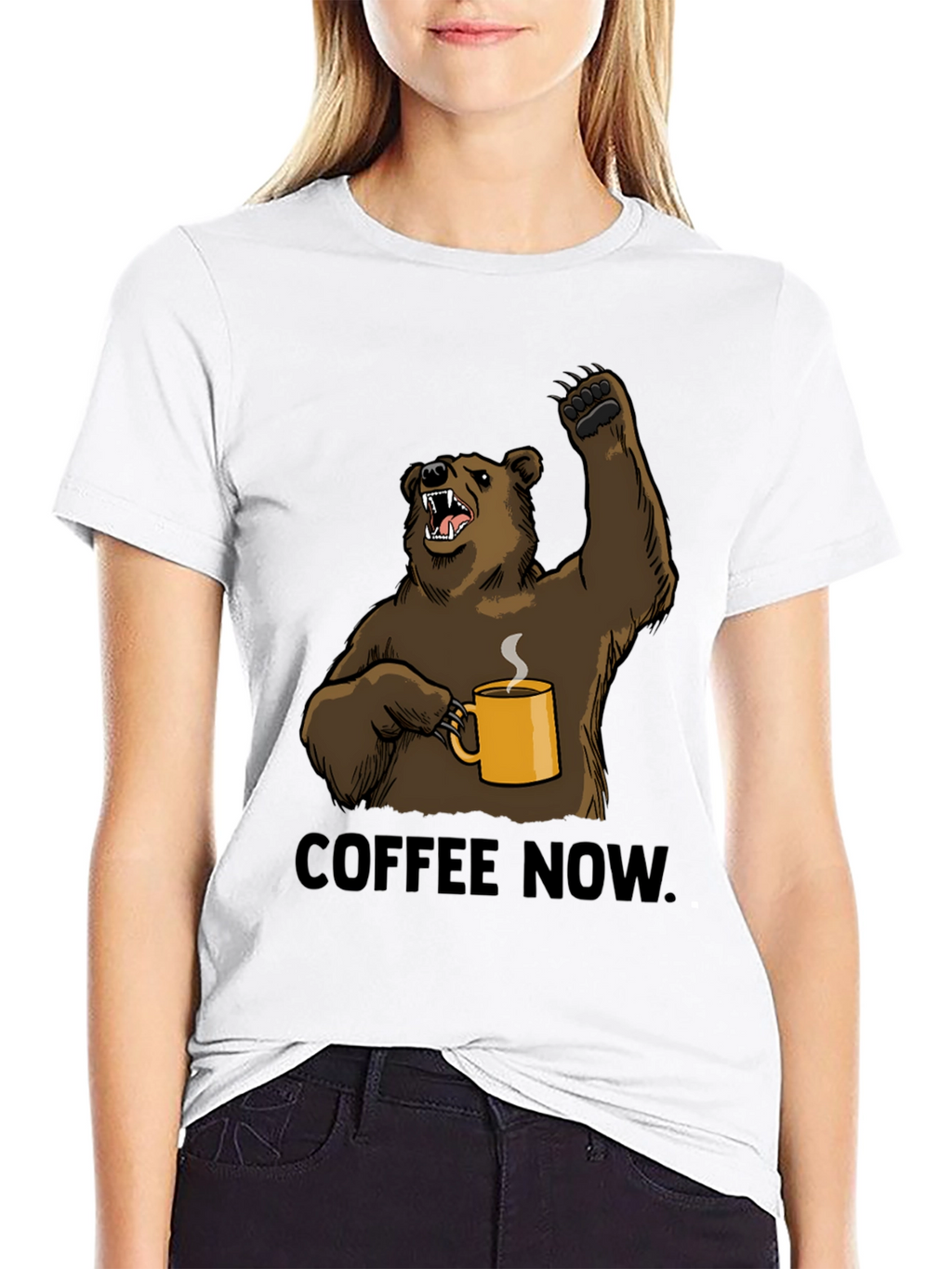 Coffee Now Bear Graphic T-Shirt