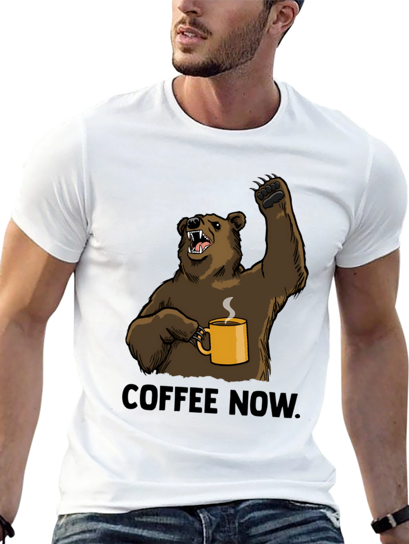 Coffee Now Bear Graphic T-Shirt