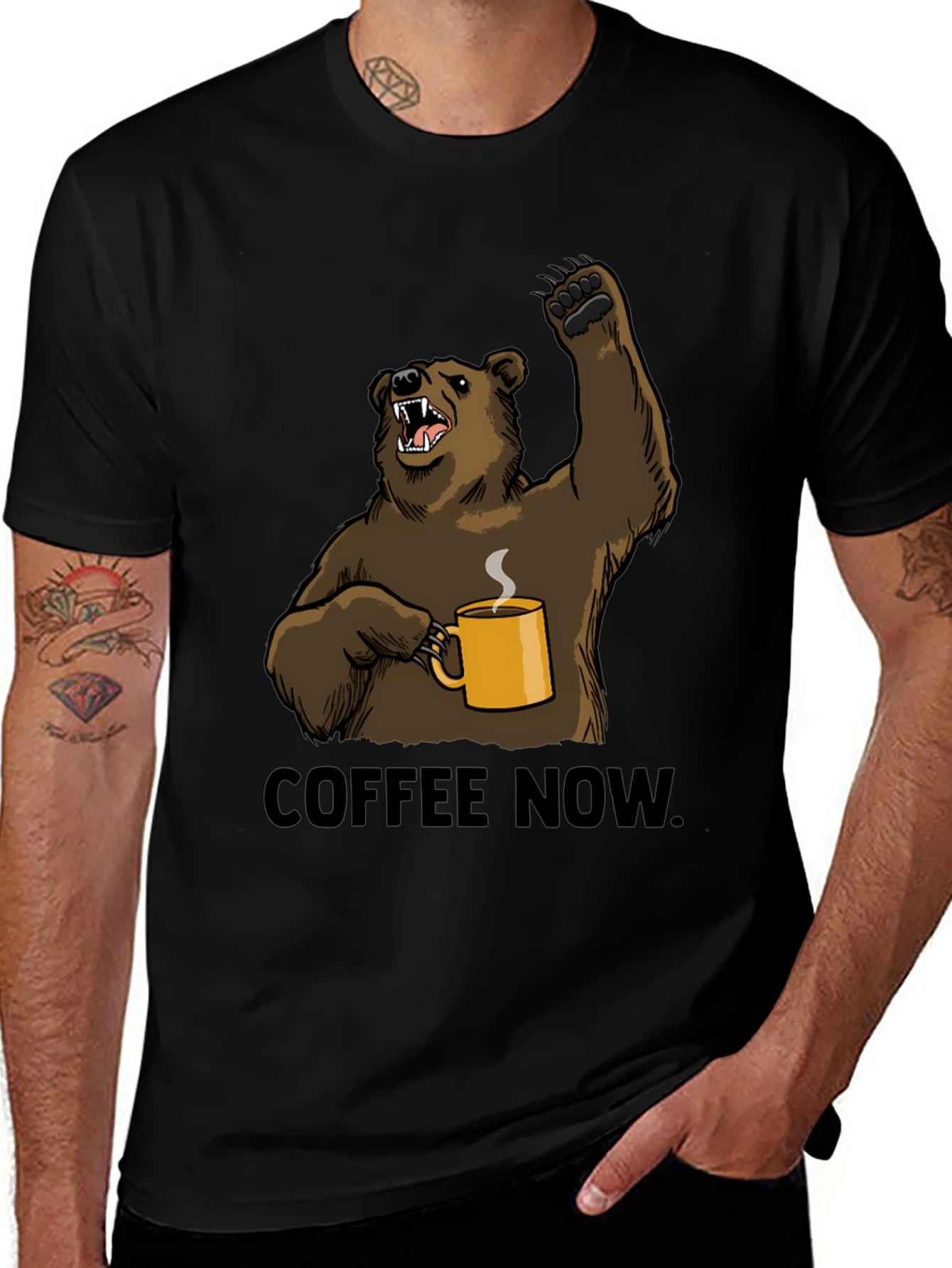 Coffee Now Bear Graphic T-Shirt
