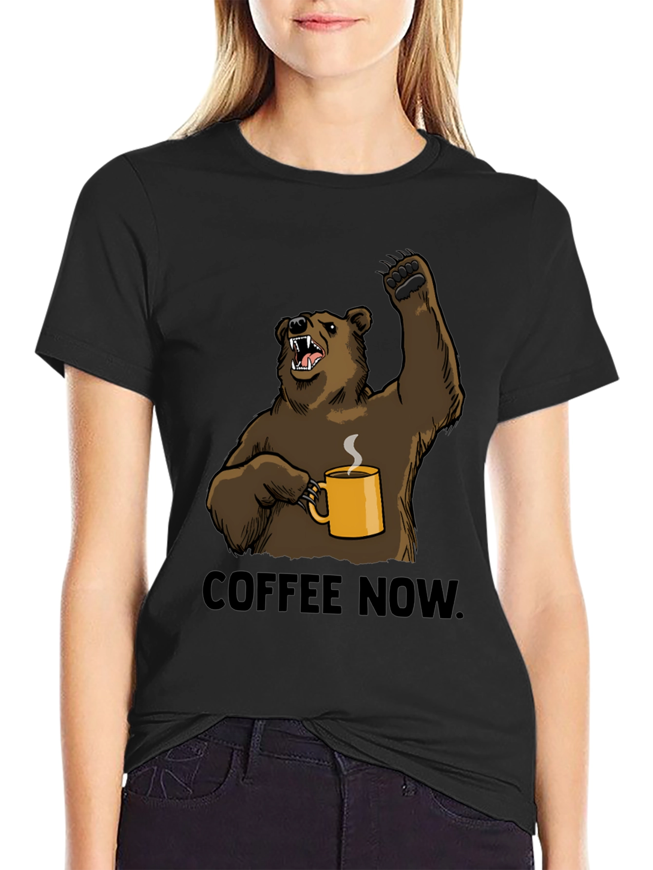 Coffee Now Bear Graphic T-Shirt