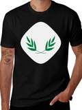 Modern Black T-Shirt with Leaf Emblem