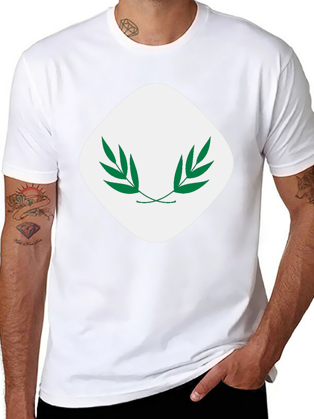 Modern Black T-Shirt with Leaf Emblem