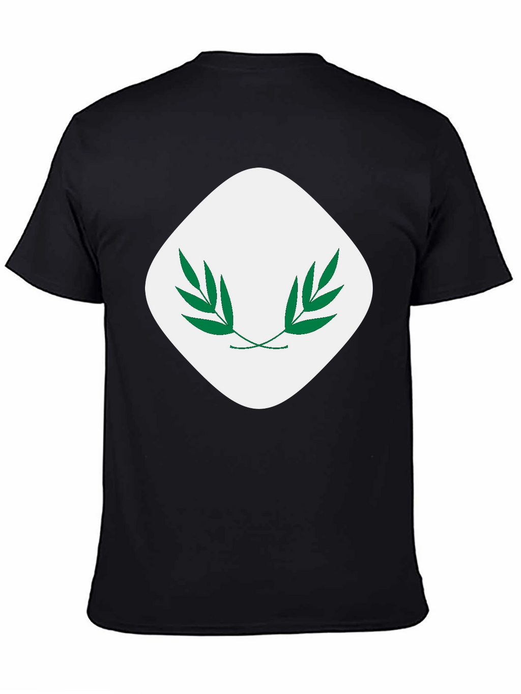 Modern Black T-Shirt with Leaf Emblem