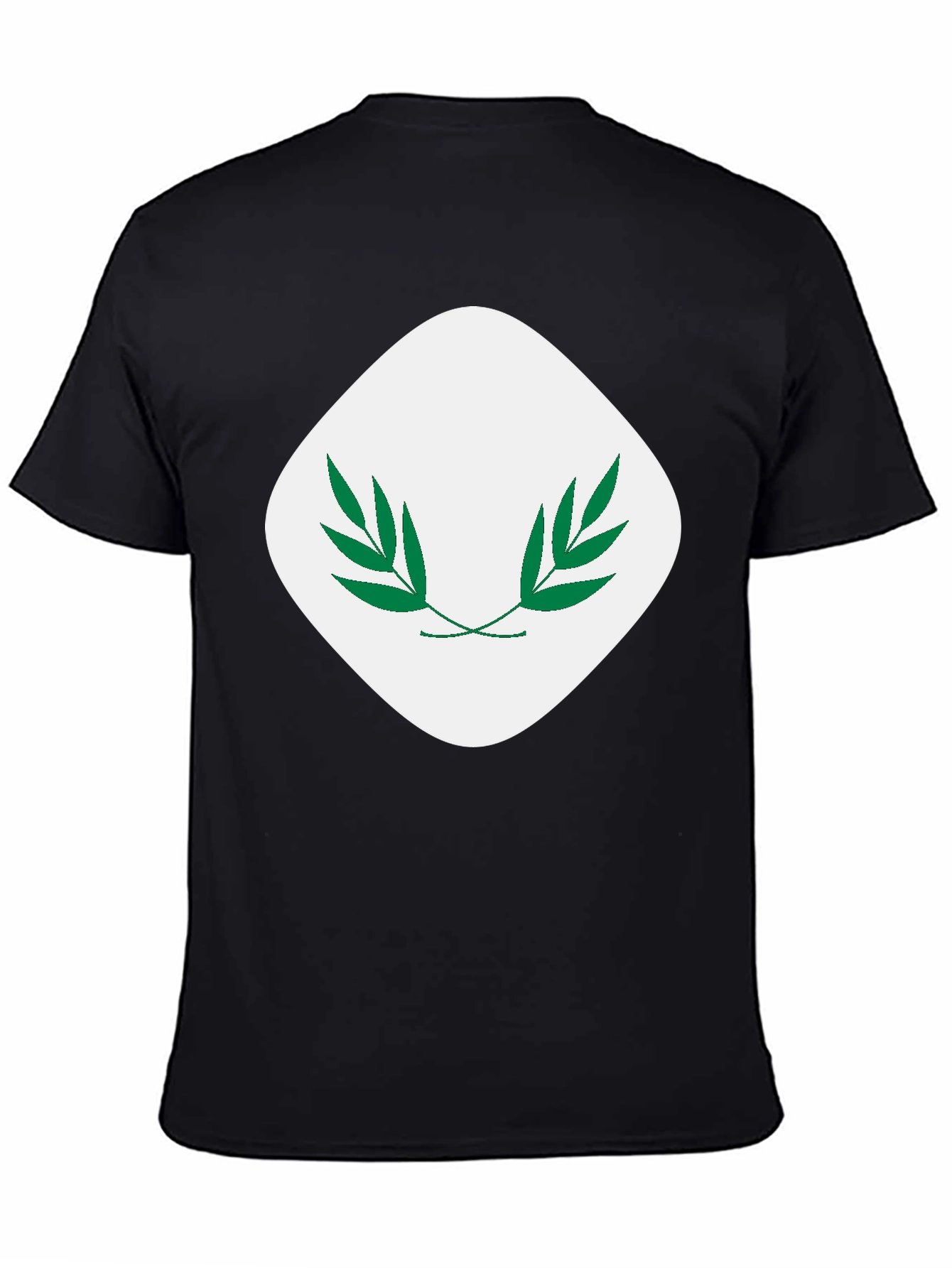 Modern Black T-Shirt with Leaf Emblem