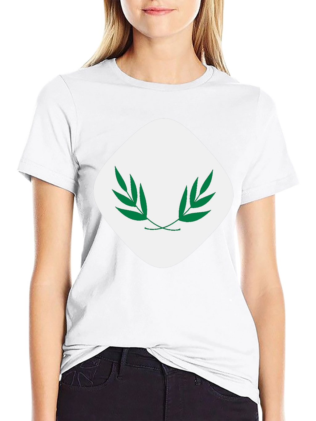 Modern Black T-Shirt with Leaf Emblem