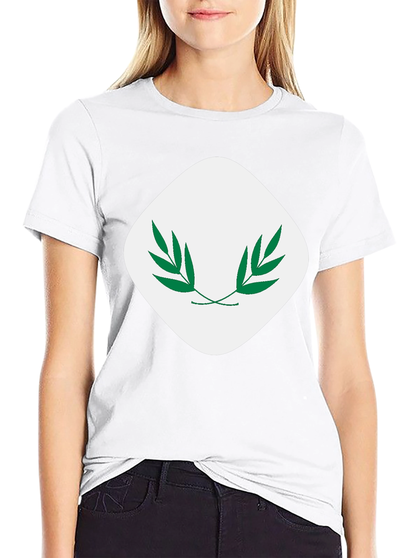Modern Black T-Shirt with Leaf Emblem