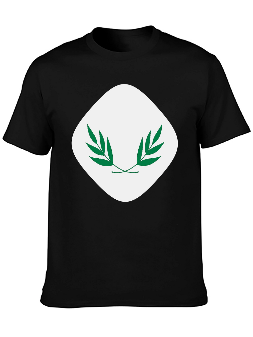 Modern Black T-Shirt with Leaf Emblem