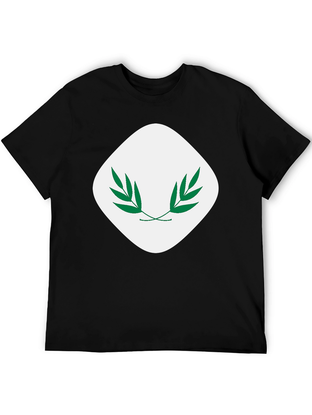 Modern Black T-Shirt with Leaf Emblem