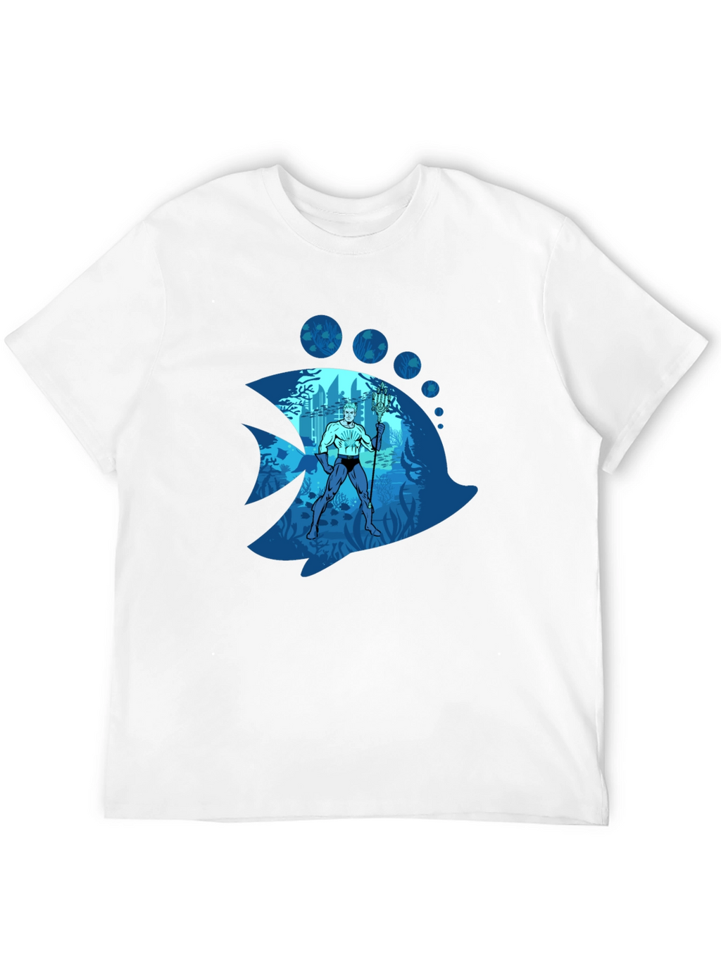 Aquaman Fish Graphic Tee - Black Cotton Blend