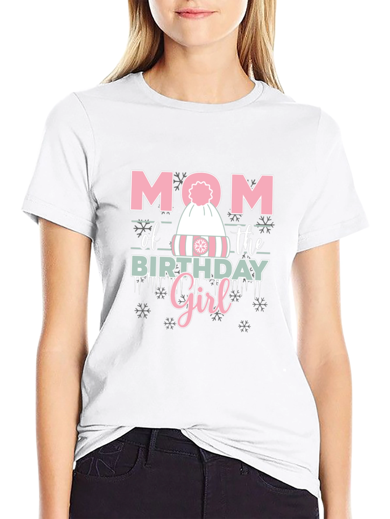 Mom of the Birthday Girl Winter Hat T-Shirt