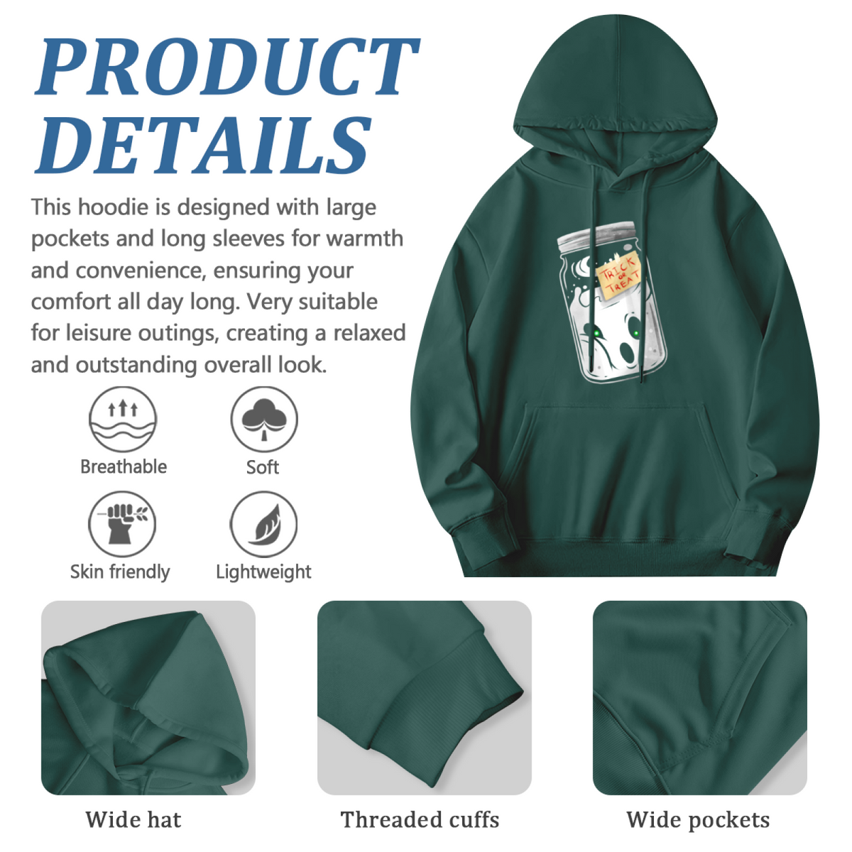 Trick Or Treat Hoodie - Halloween Graphic Sweatshirt for Spooky Season Fun