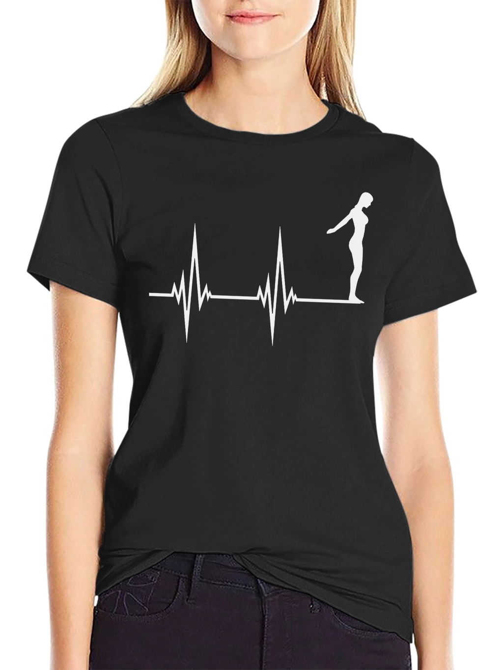 Diving Heartbeat T-Shirt - Black Cotton Tee