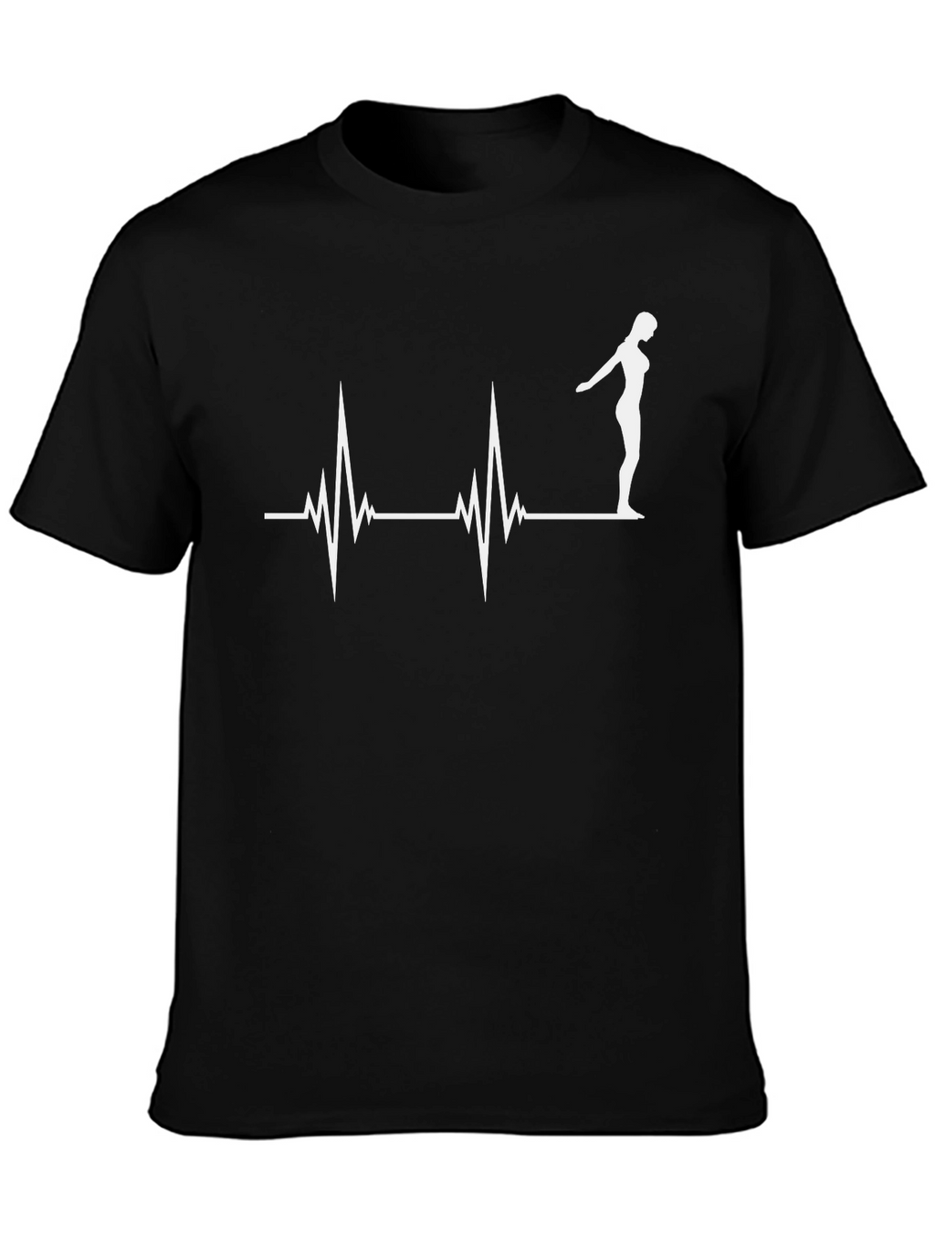 Diving Heartbeat T-Shirt - Black Cotton Tee