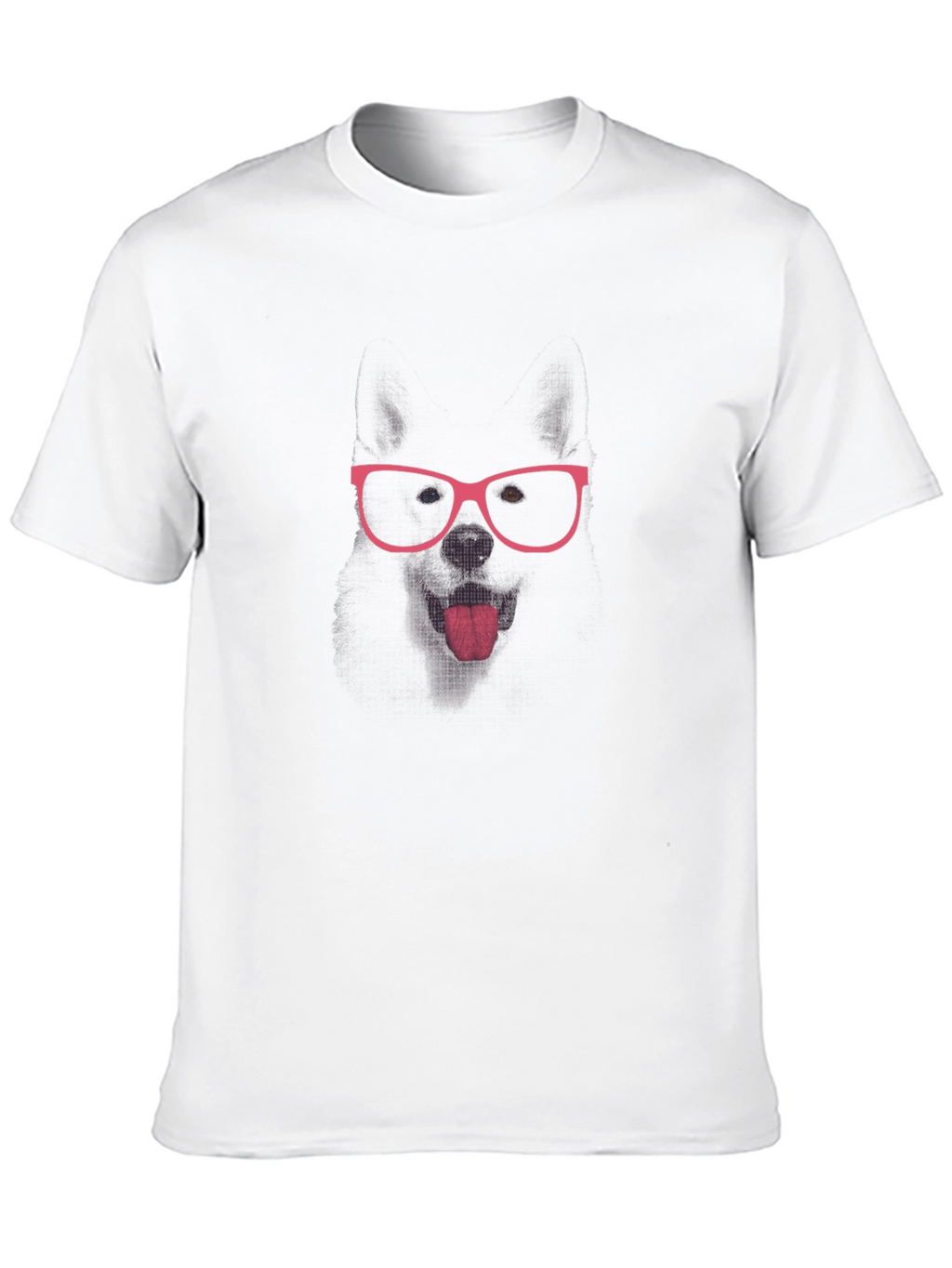 Black T-Shirt with Pink Glasses Face Print