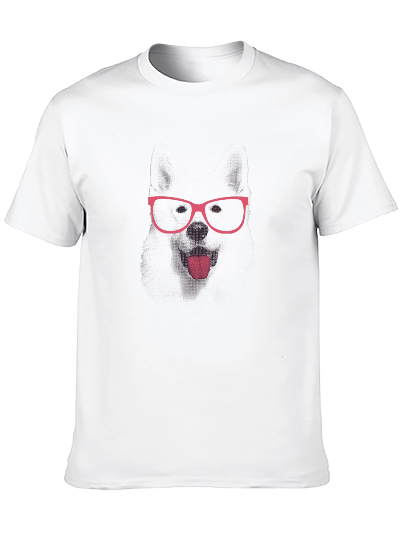 Black T-Shirt with Pink Glasses Face Print