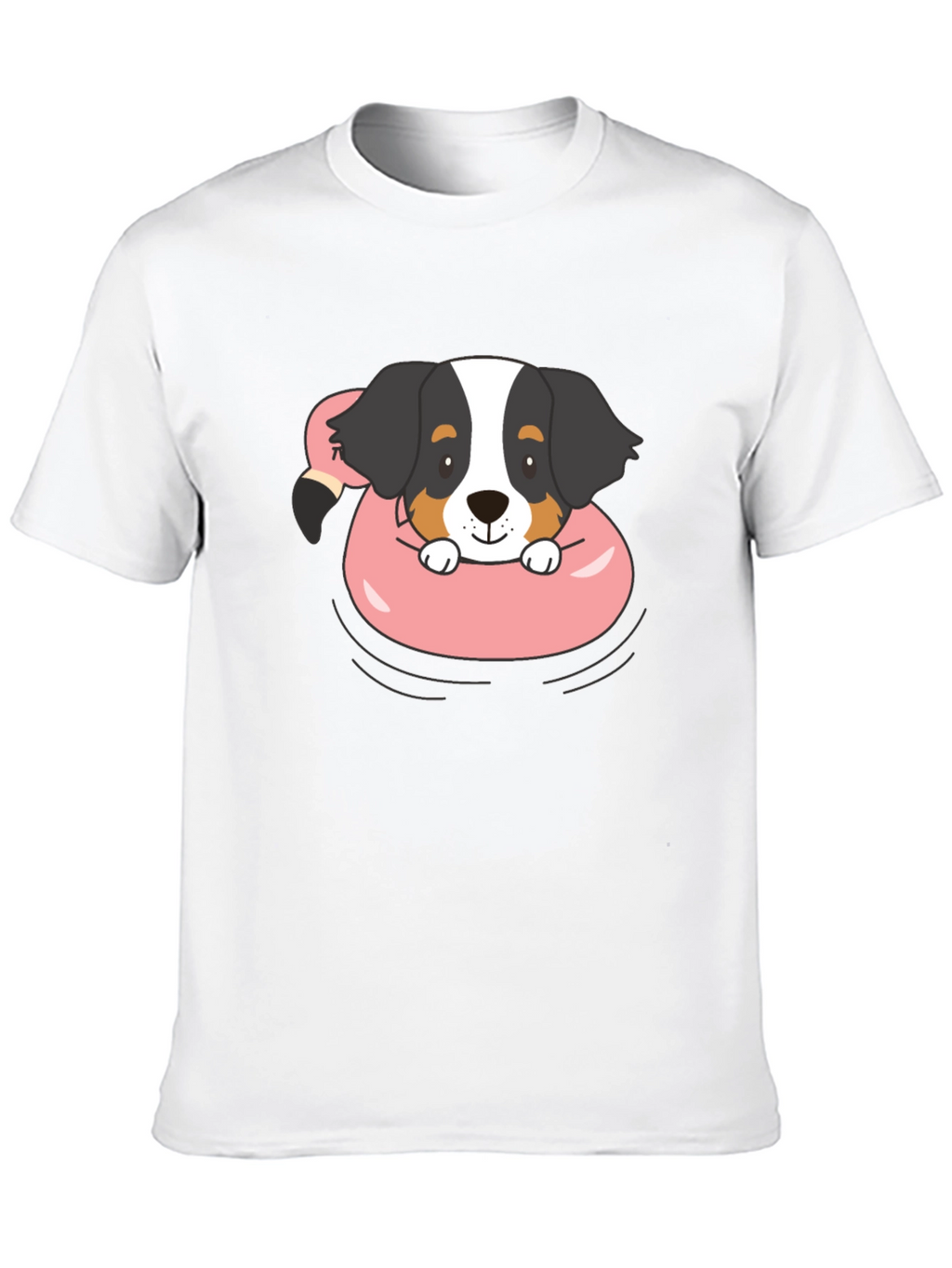 Dog in Flamingo Float Graphic T-Shirt