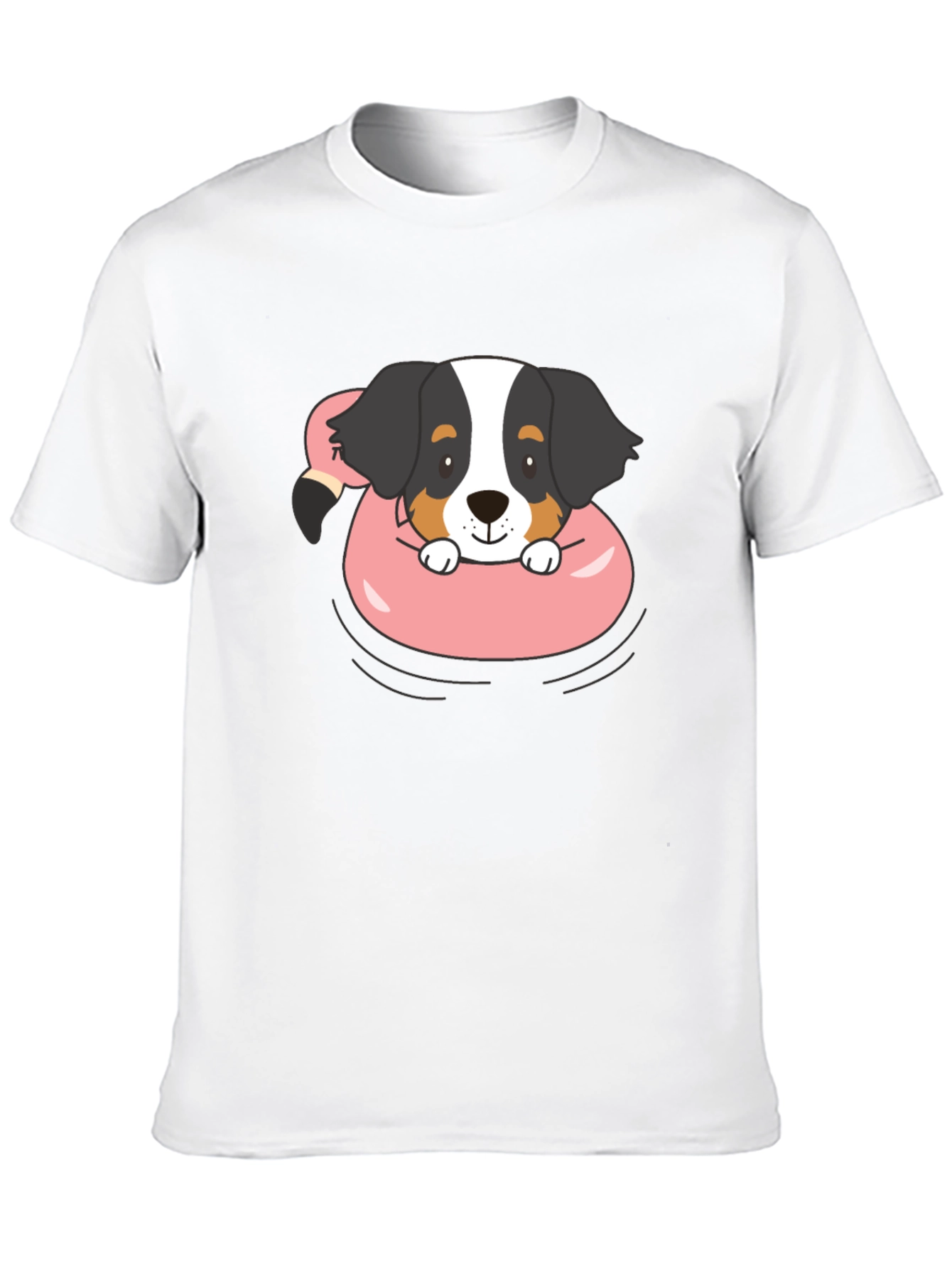 Dog in Flamingo Float Graphic T-Shirt