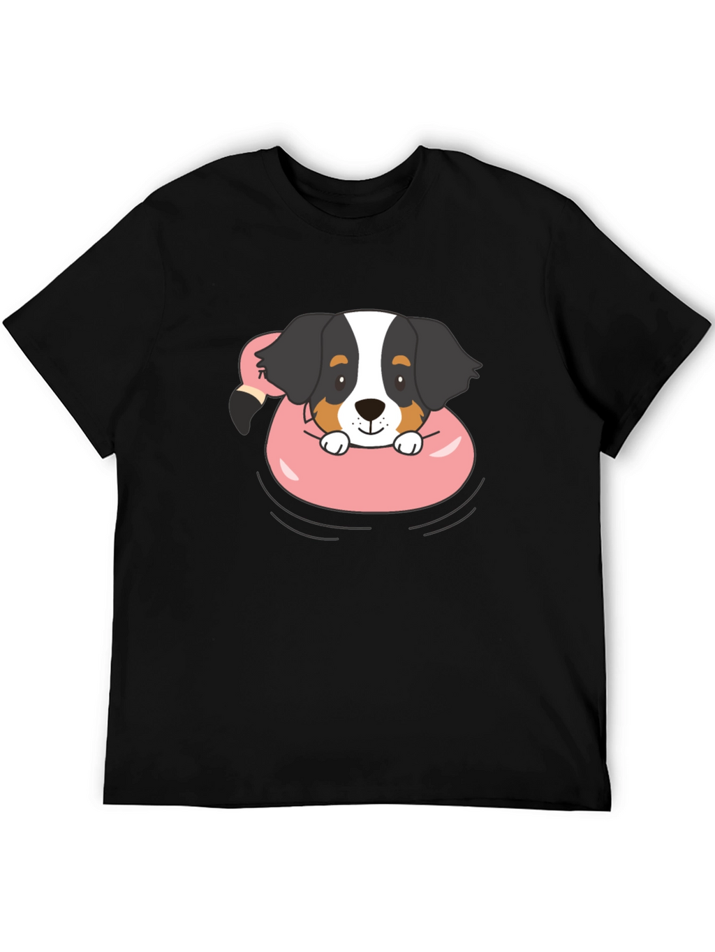 Dog in Flamingo Float Graphic T-Shirt