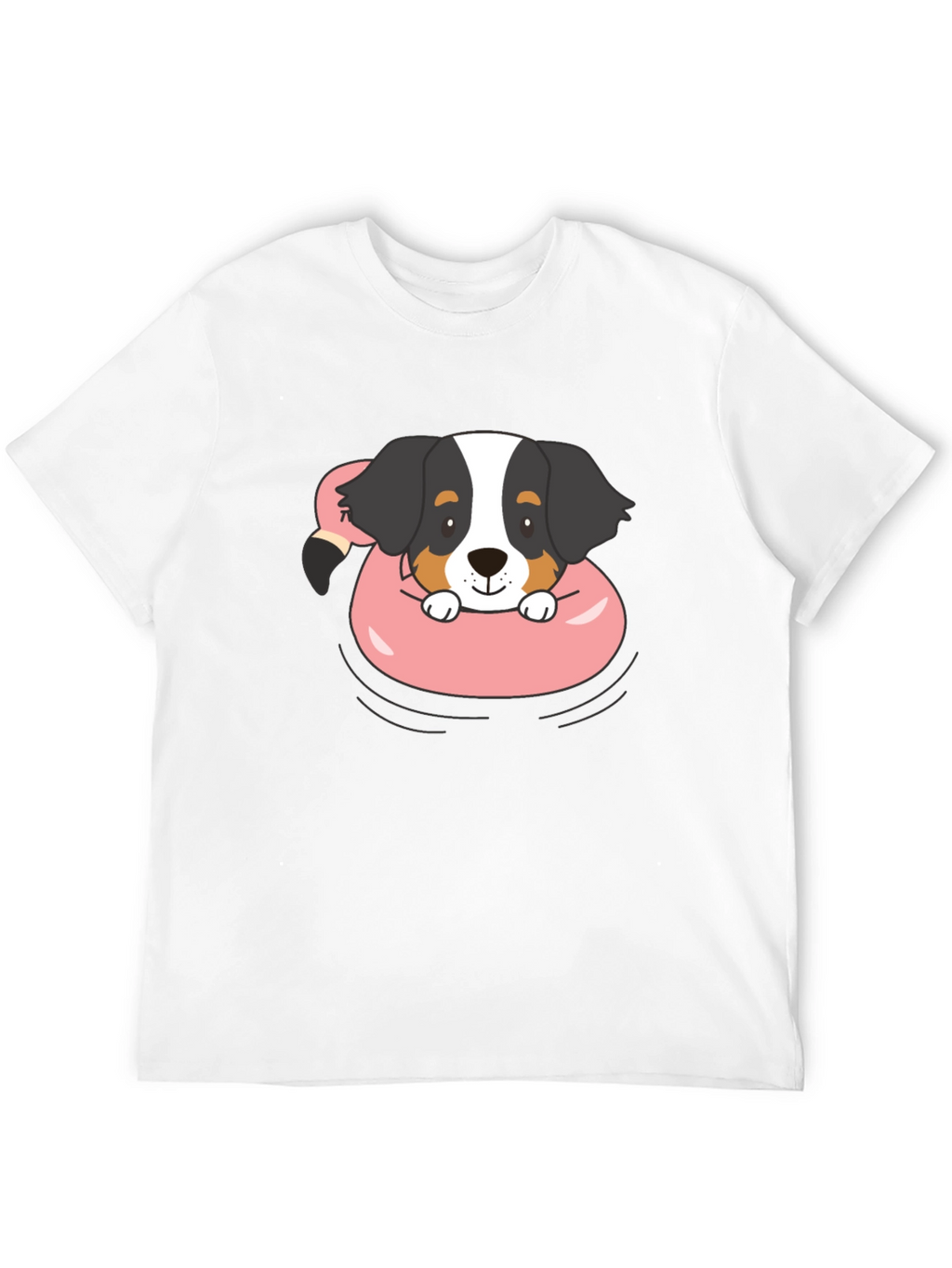 Dog in Flamingo Float Graphic T-Shirt