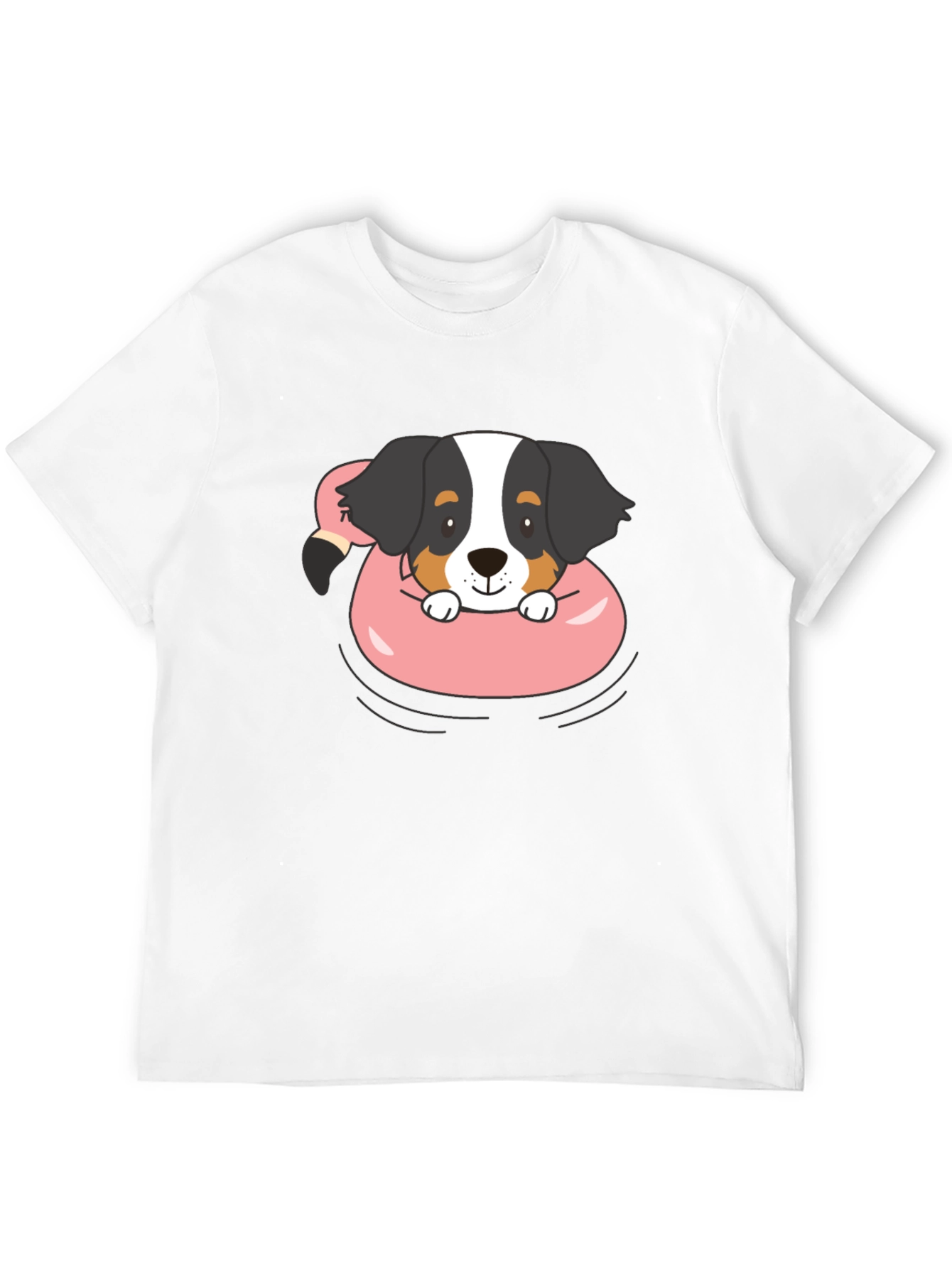 Dog in Flamingo Float Graphic T-Shirt