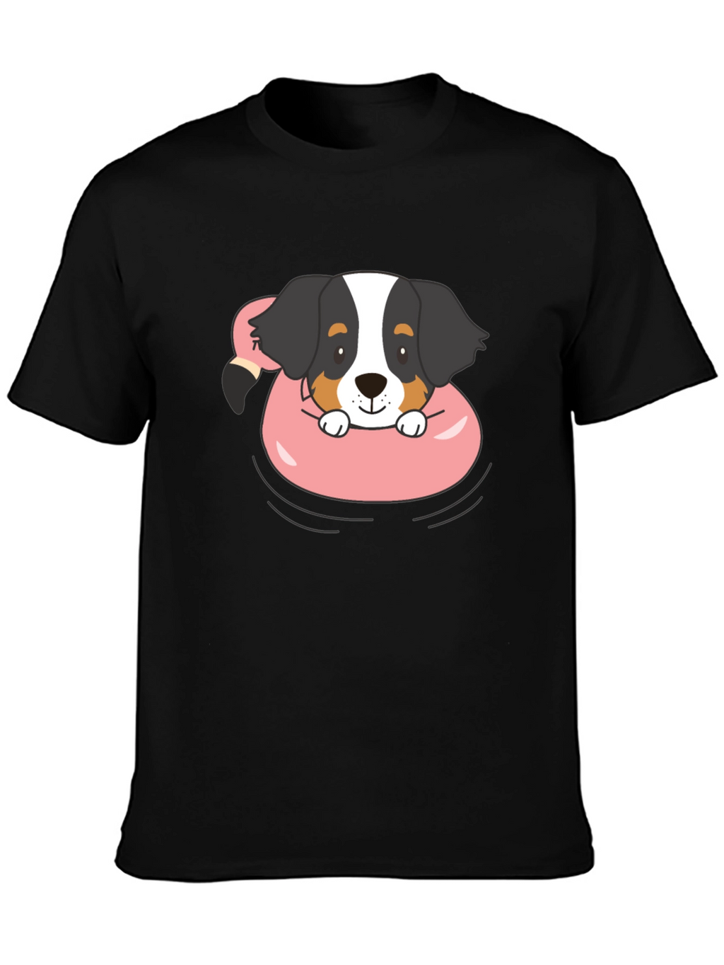 Dog in Flamingo Float Graphic T-Shirt