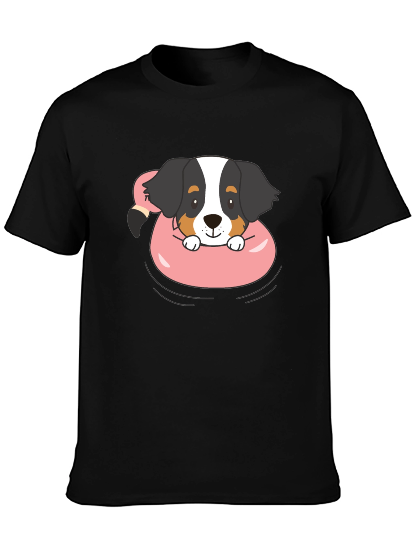 Dog in Flamingo Float Graphic T-Shirt