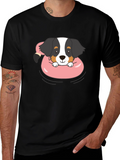 Dog in Flamingo Float Graphic T-Shirt