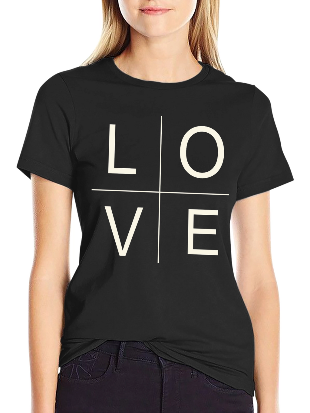 Love Grid Graphic Tee - Black Casual Shirt