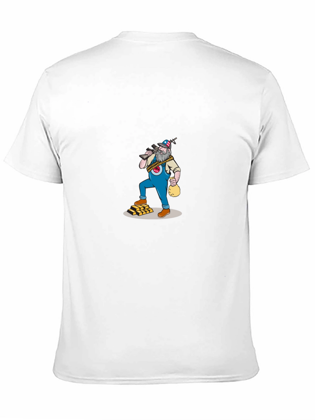 Black T-Shirt with Cartoon Gold Miner Design