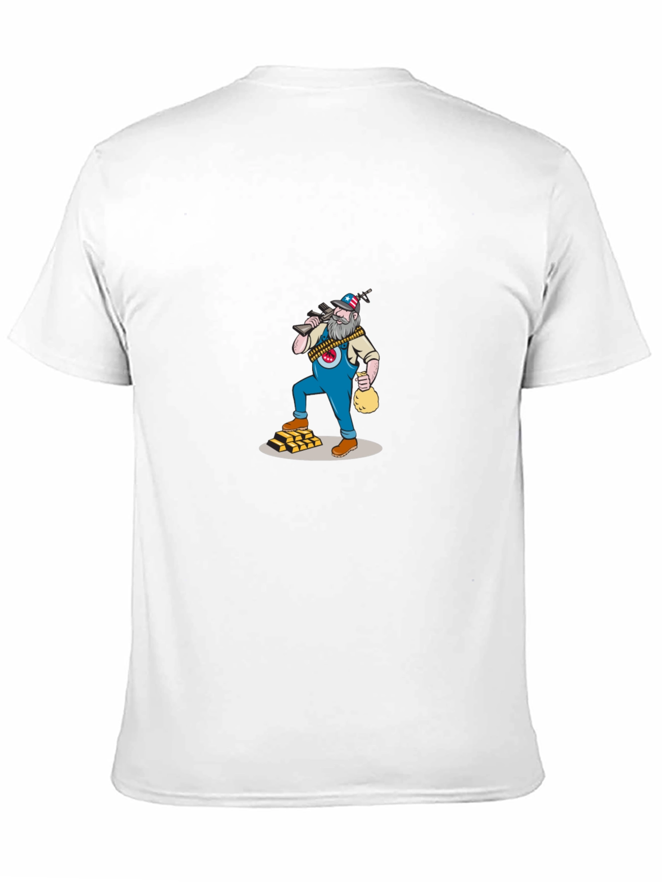Black T-Shirt with Cartoon Gold Miner Design