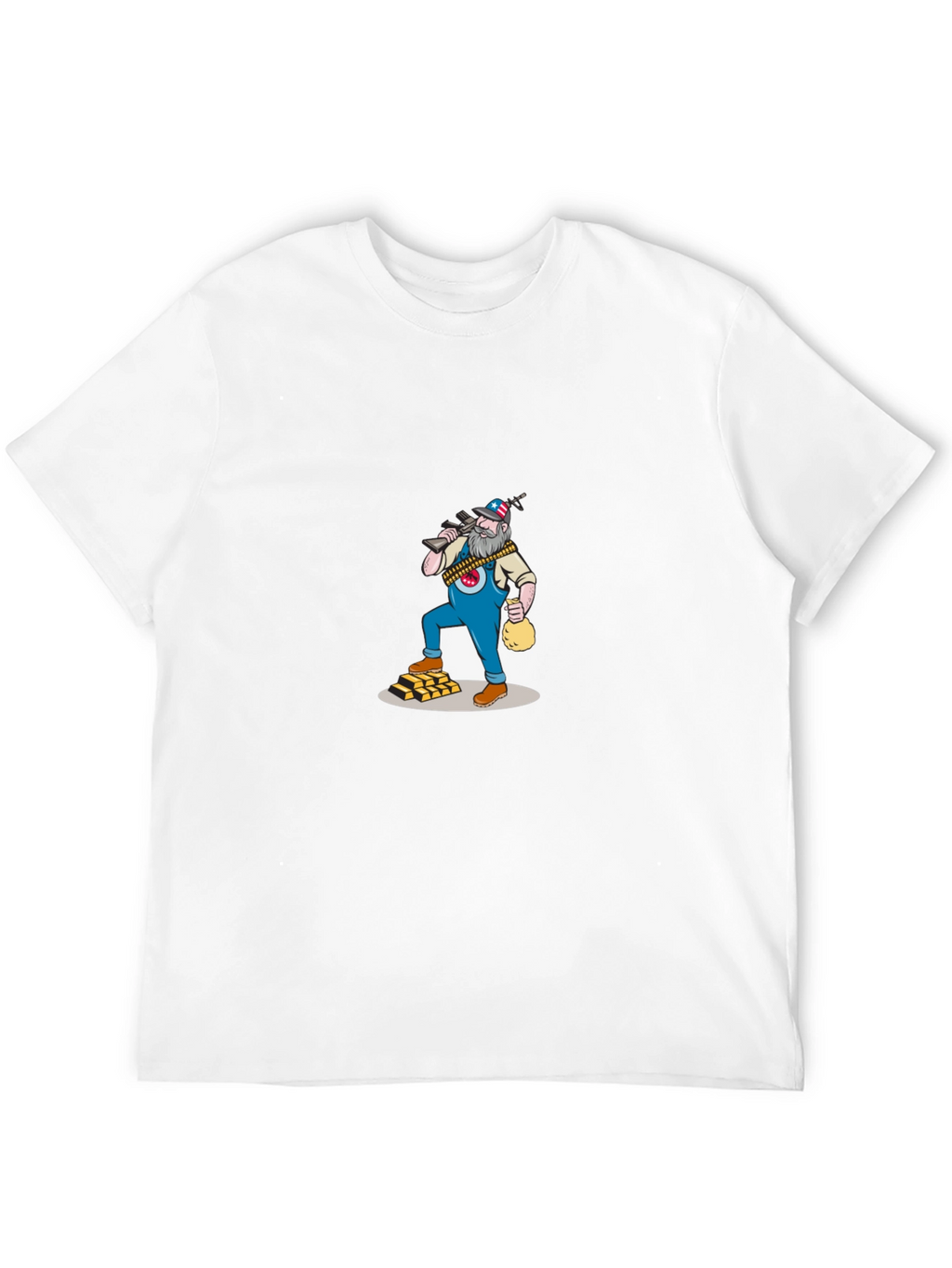 Black T-Shirt with Cartoon Gold Miner Design