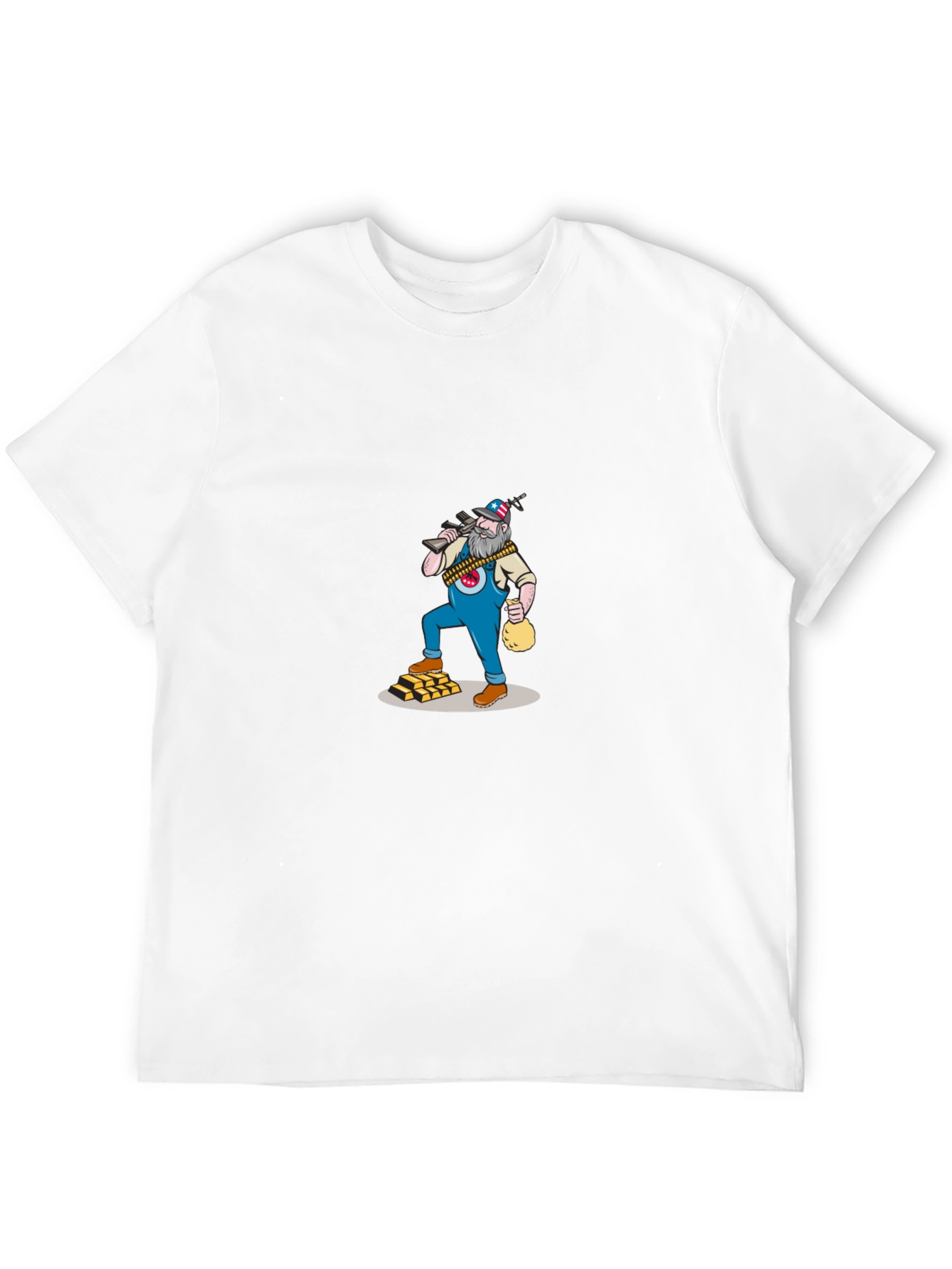Black T-Shirt with Cartoon Gold Miner Design