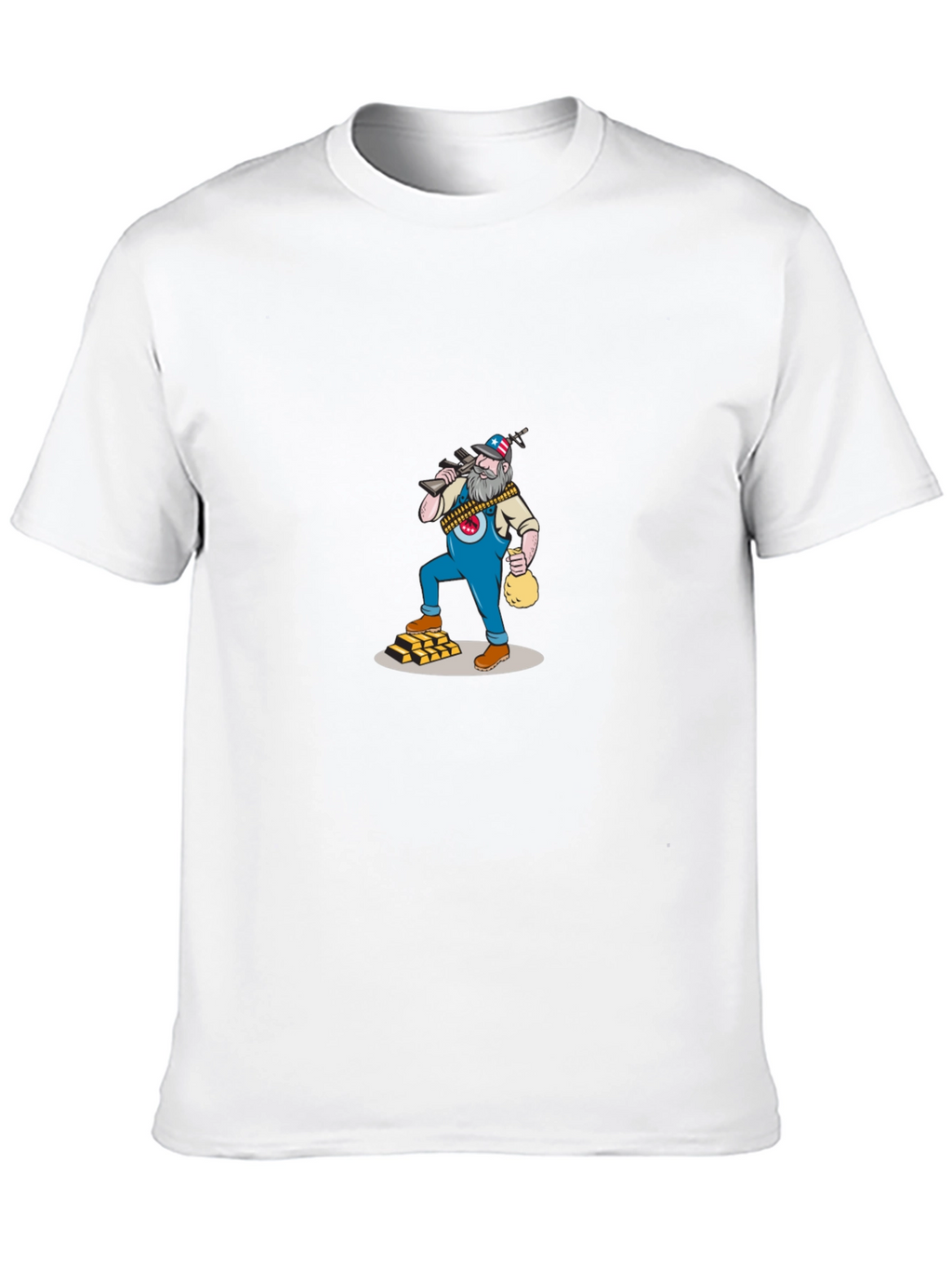 Black T-Shirt with Cartoon Gold Miner Design