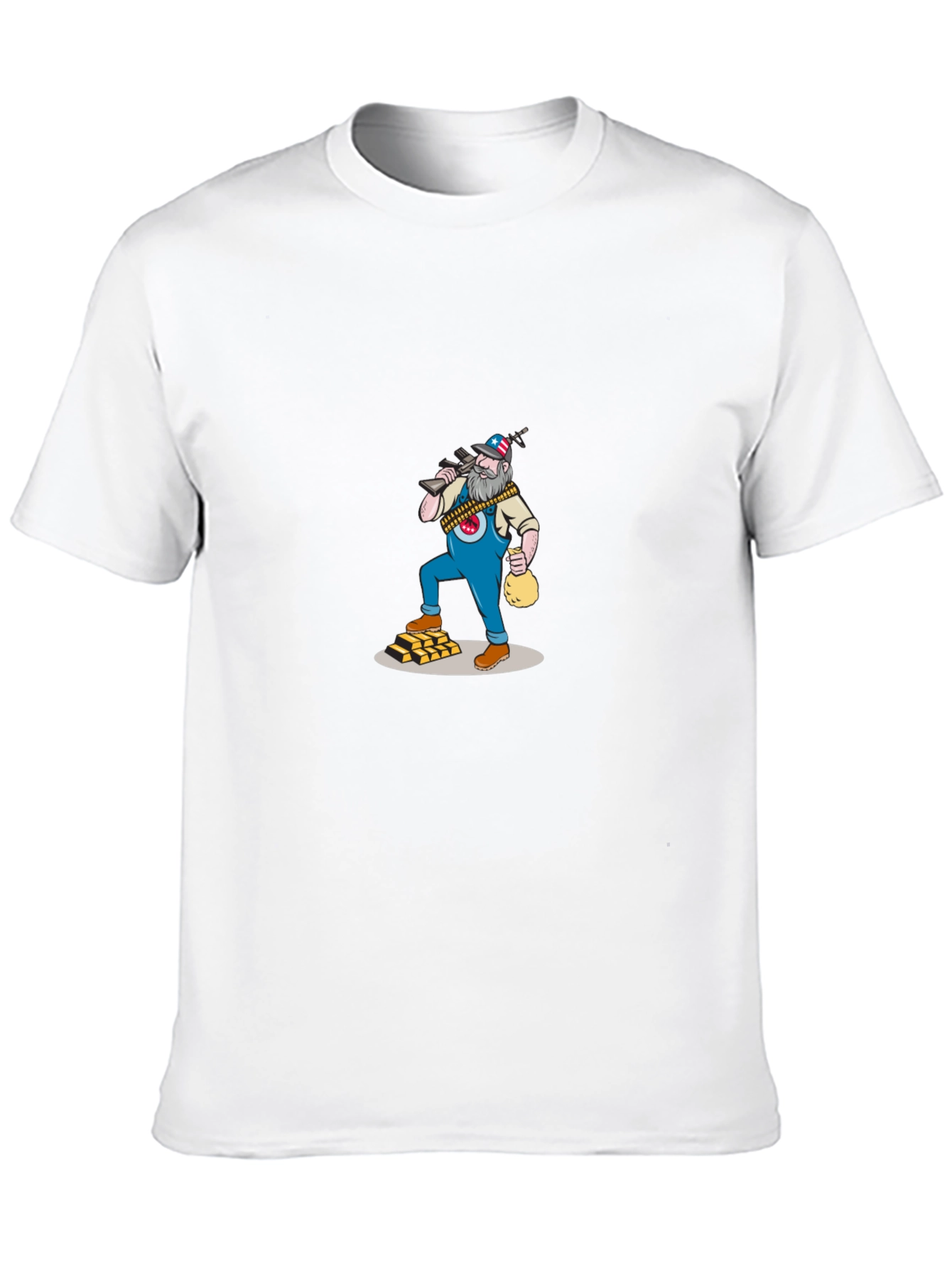 Black T-Shirt with Cartoon Gold Miner Design