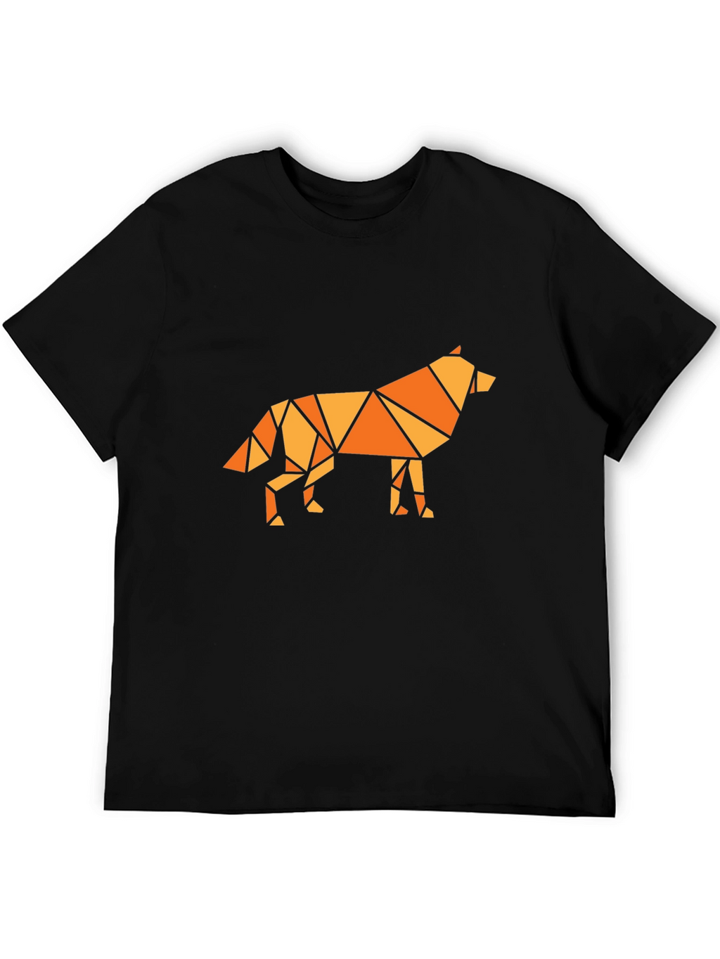 Geometric Wolf Graphic Tee - Black T-Shirt
