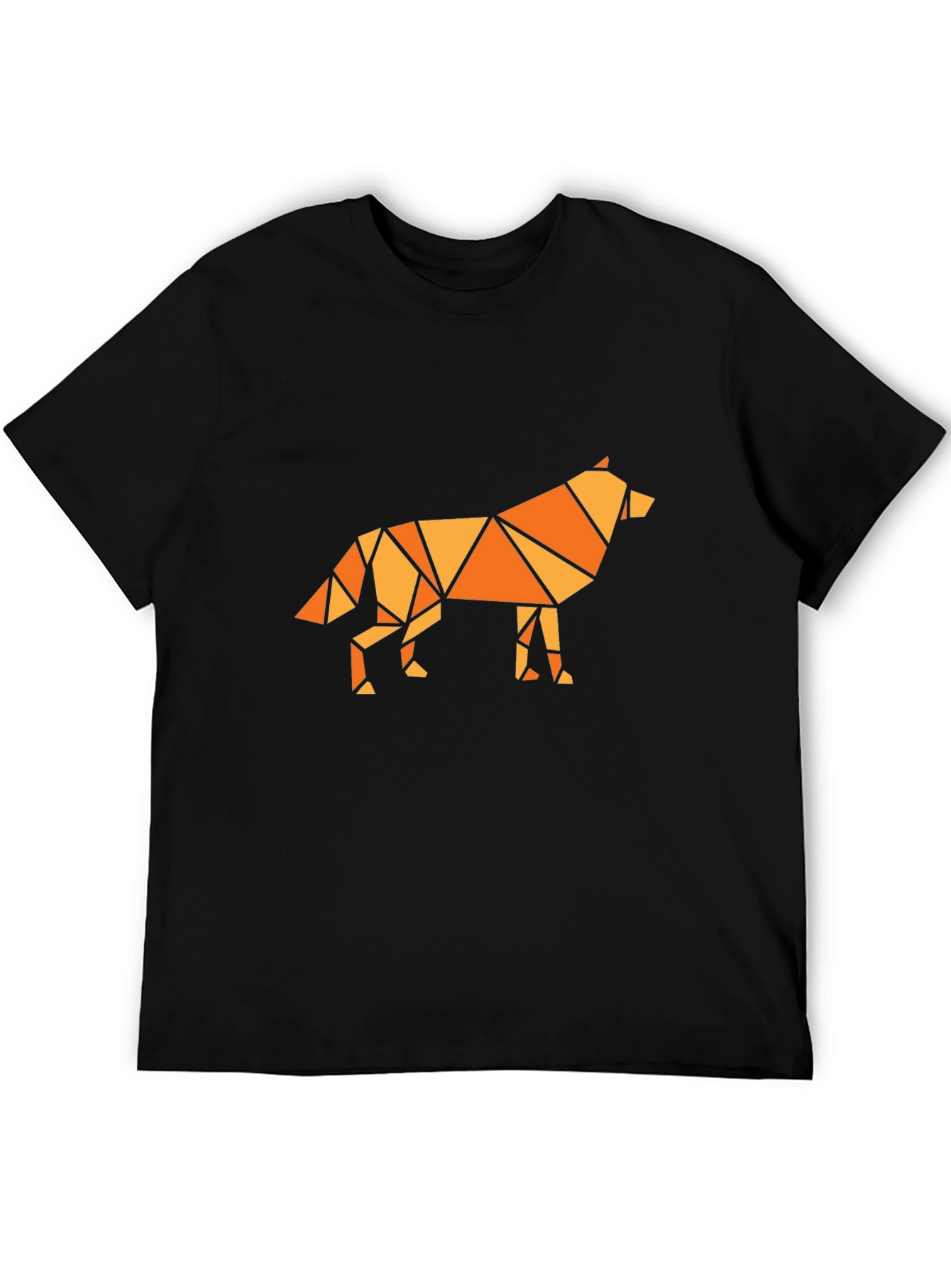 Geometric Wolf Graphic Tee - Black T-Shirt