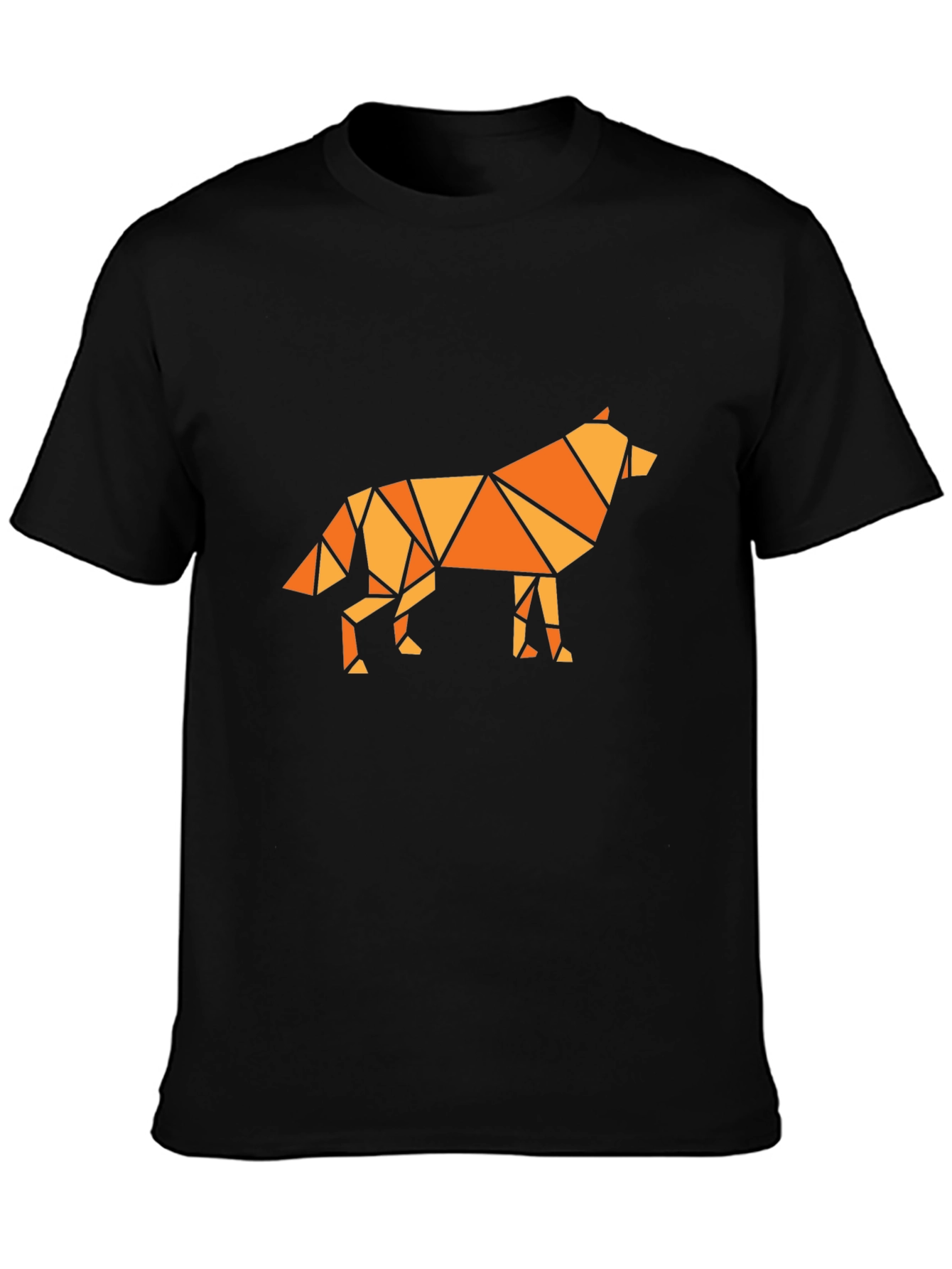 Geometric Wolf Graphic Tee - Black T-Shirt