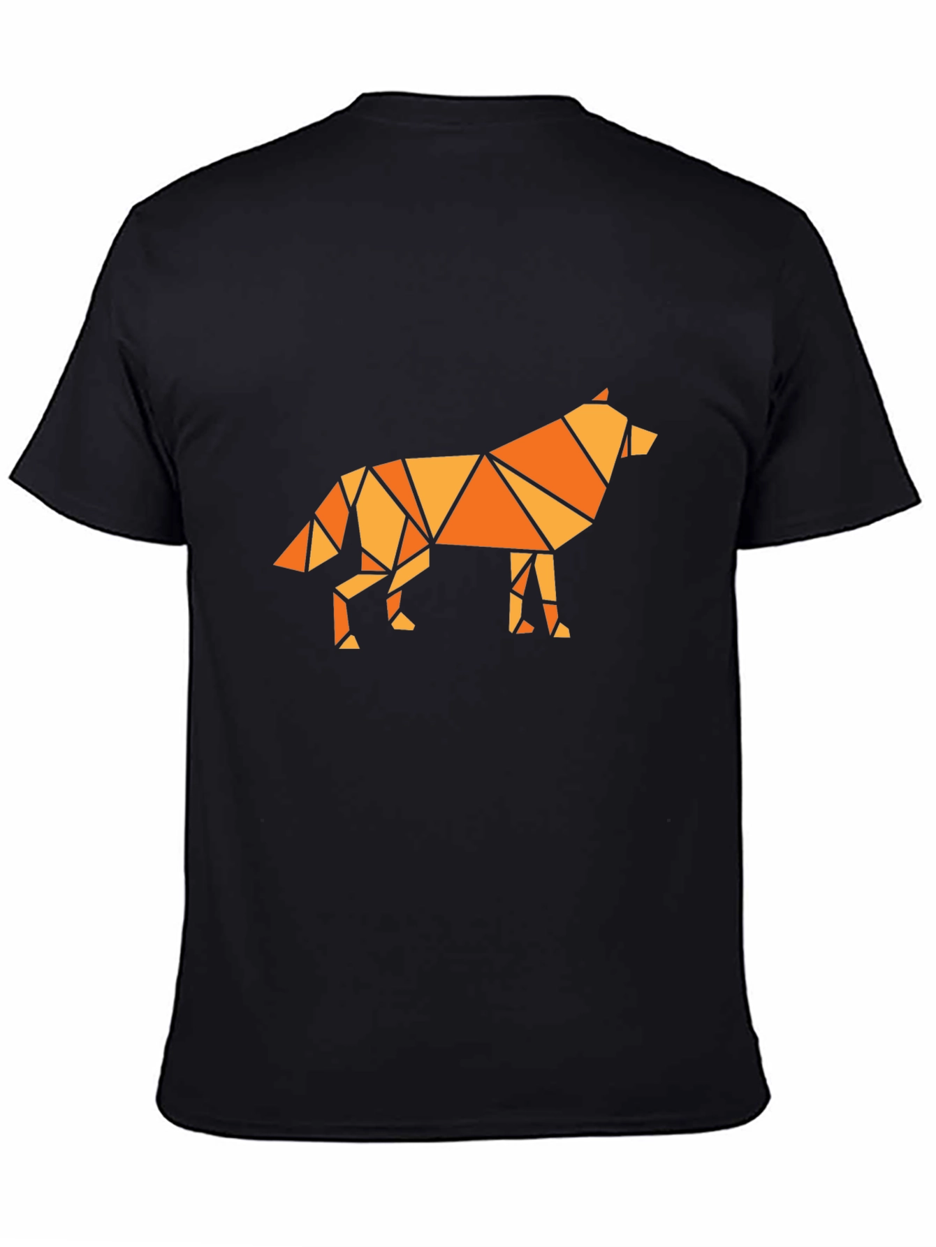 Geometric Wolf Graphic Tee - Black T-Shirt