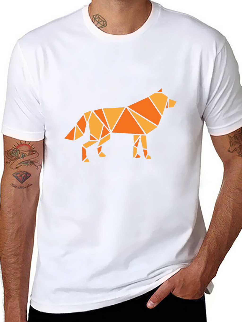 Geometric Wolf Graphic Tee - Black T-Shirt