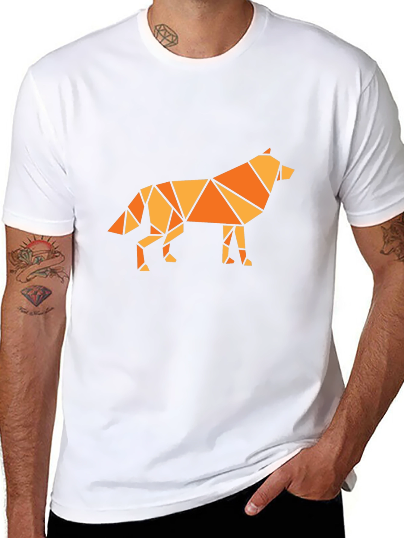 Geometric Wolf Graphic Tee - Black T-Shirt