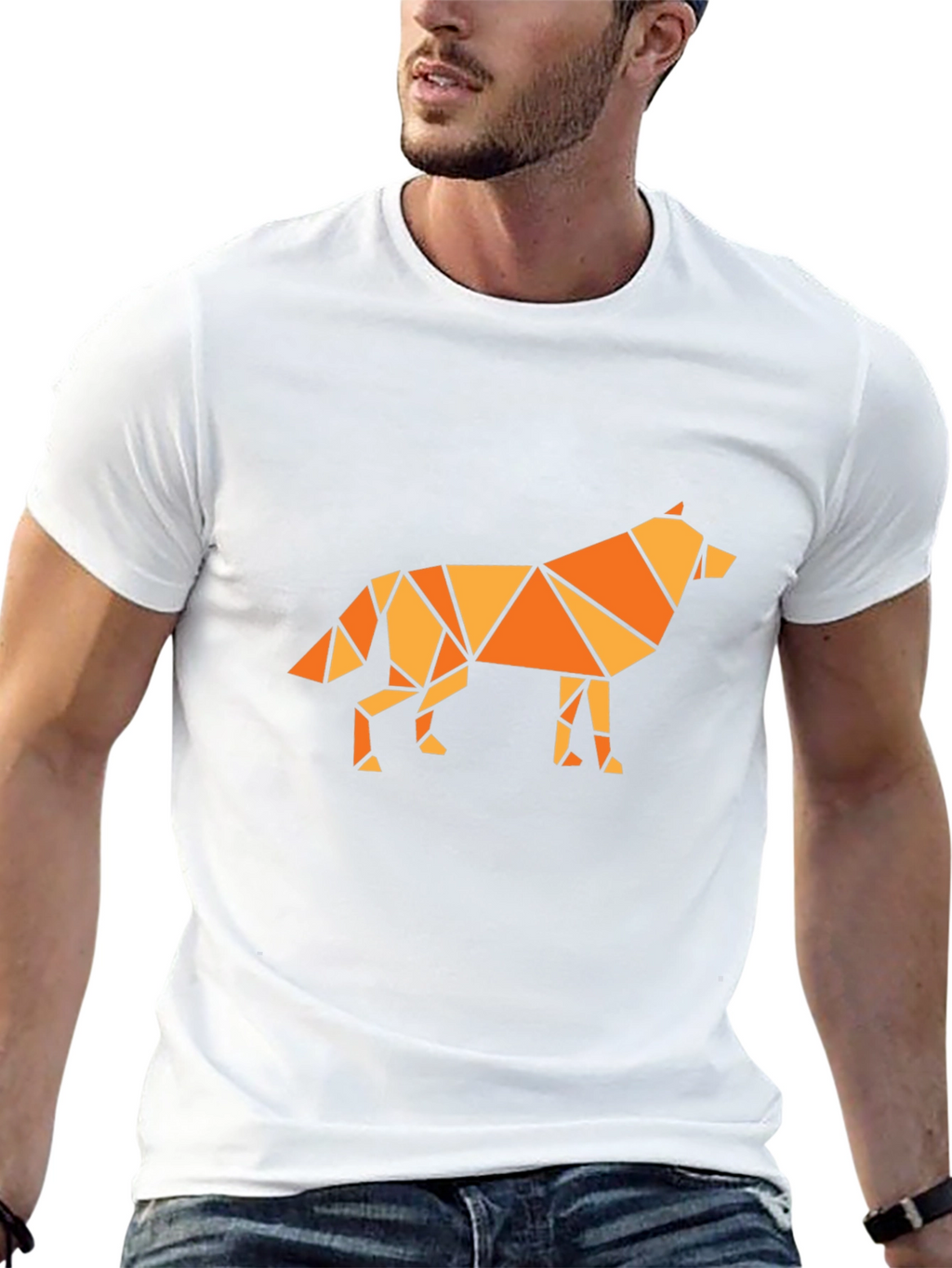 Geometric Wolf Graphic Tee - Black T-Shirt