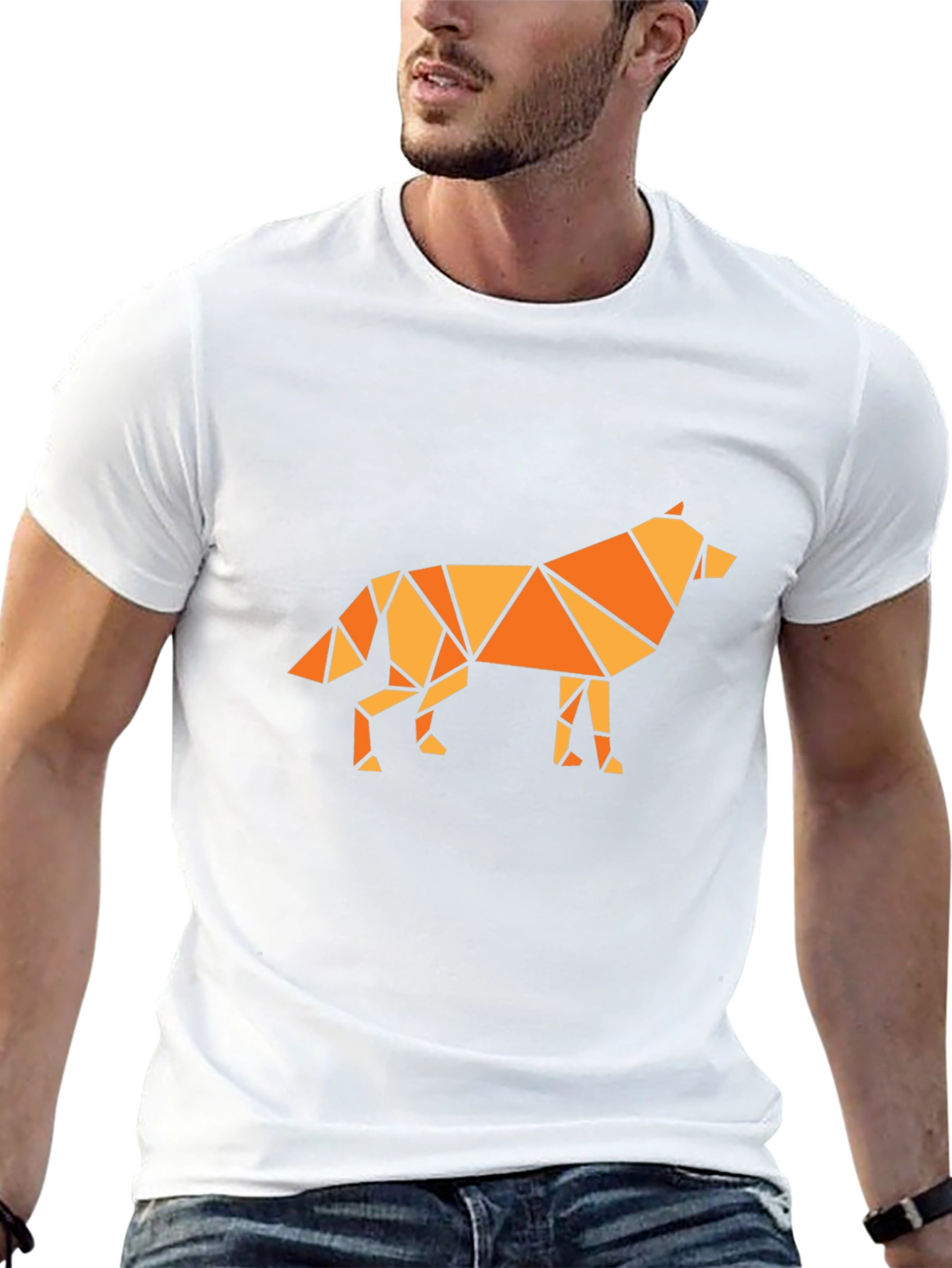 Geometric Wolf Graphic Tee - Black T-Shirt